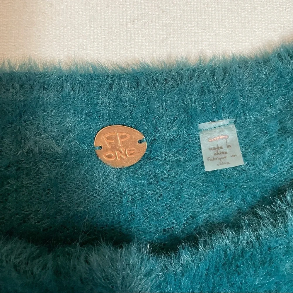 New Free People FP One Wyatt Teal Long Sleeve Sweater Size XS